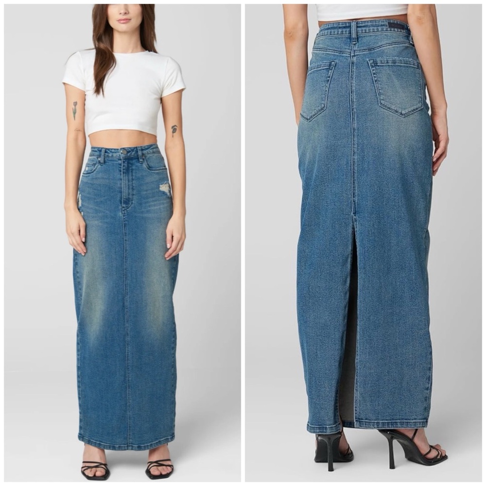 BlankNYC “High Street Skirt” Denim Maxi skirt Long Jean skirt Country Cowgirl